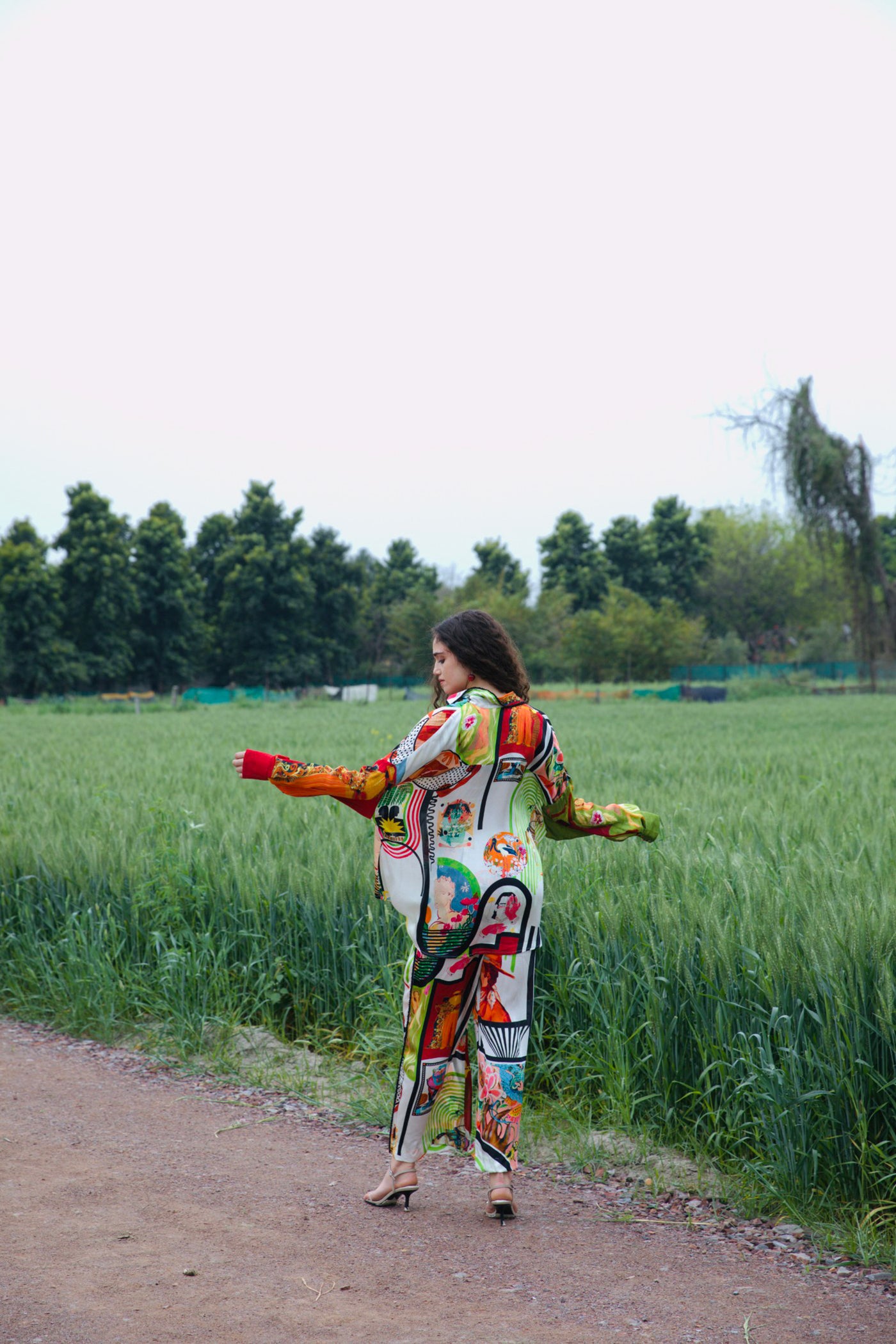 CRUNK VARICOLORED PAINTING PRINTED EMBELLISHED PANTS