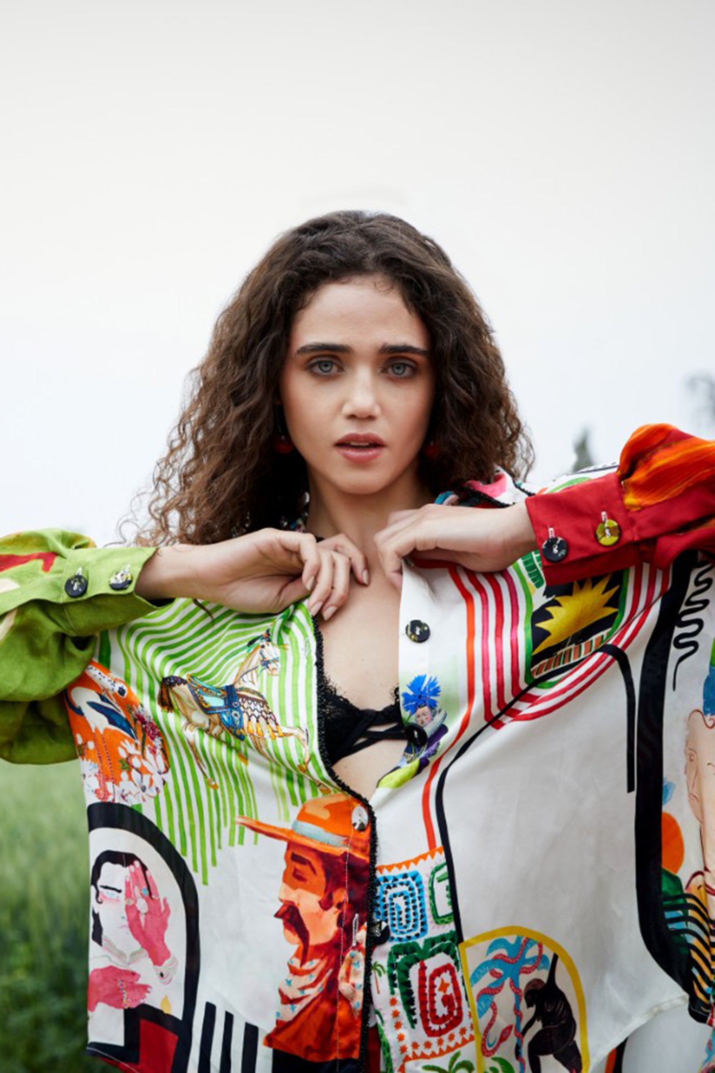 CRUNK VARICOLORED PAINTING PRINTED EMBELLISHED SHIRT