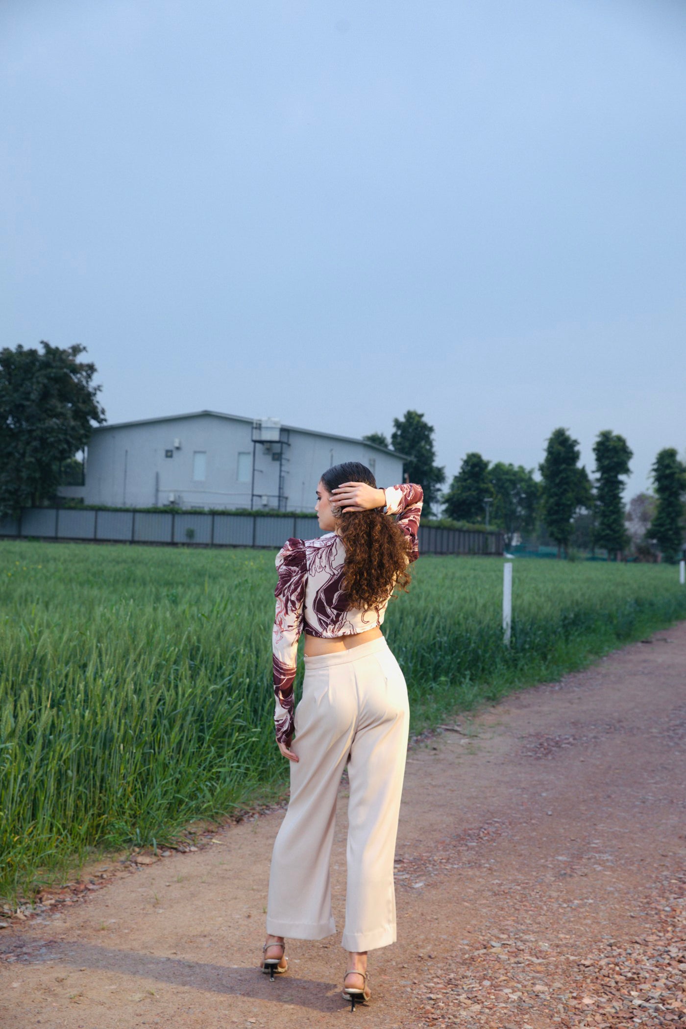 CRUNK BROWN PRINT-SOLID CO-ORD (TOP AND PANTS)