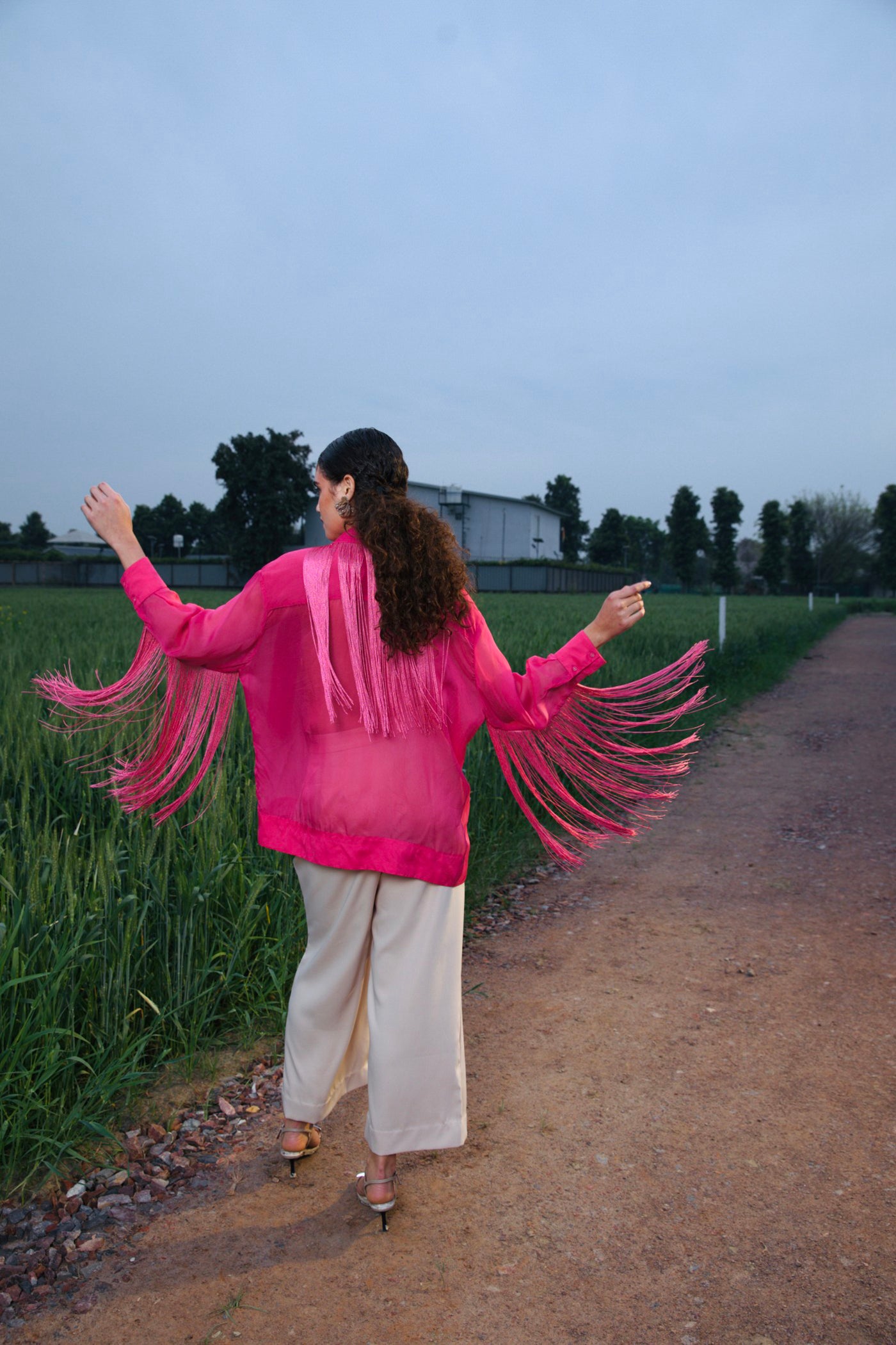 CRUNK HOT PINK FRINGED SHIRT