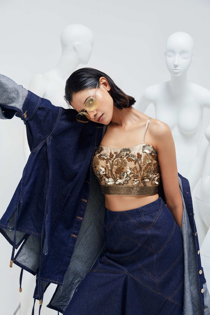 KEFI GOLD EMBELLISHED BUSTIER