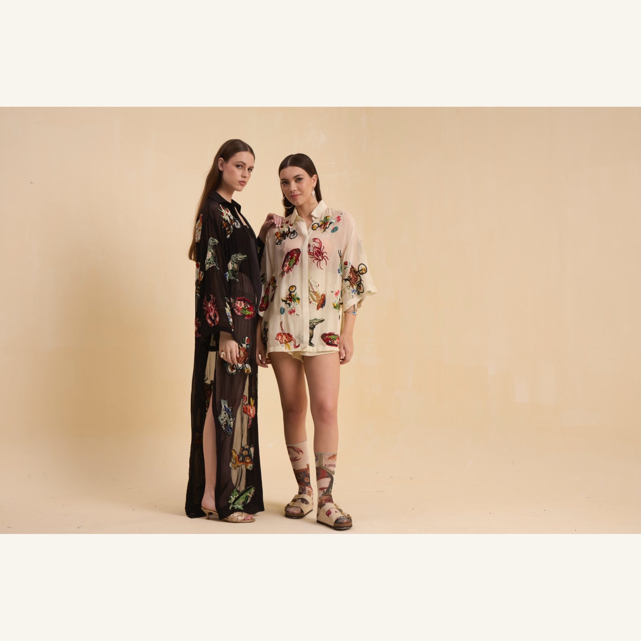 RIV BLACK PATCH ADORNED LONG JACKET