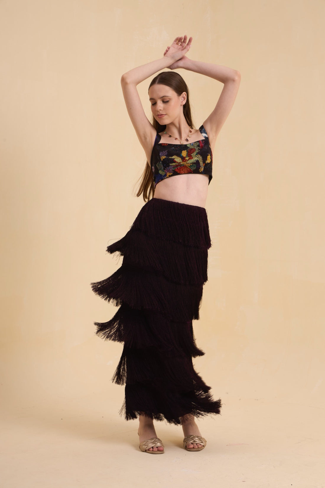 RIV MULTICOLOR ABSTRACT ADORNED CO-ORD
