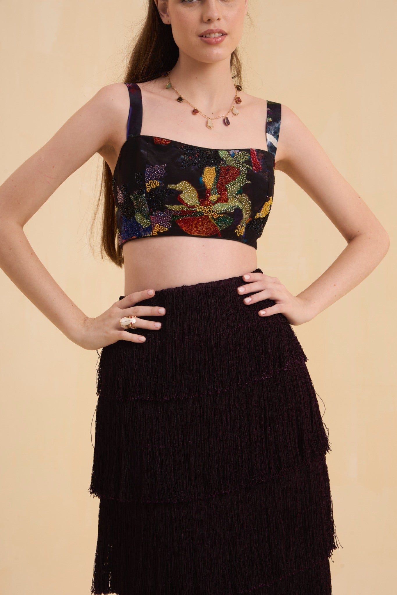 RIV MULTICOLOR ABSTRACT ADORNED CO-ORD