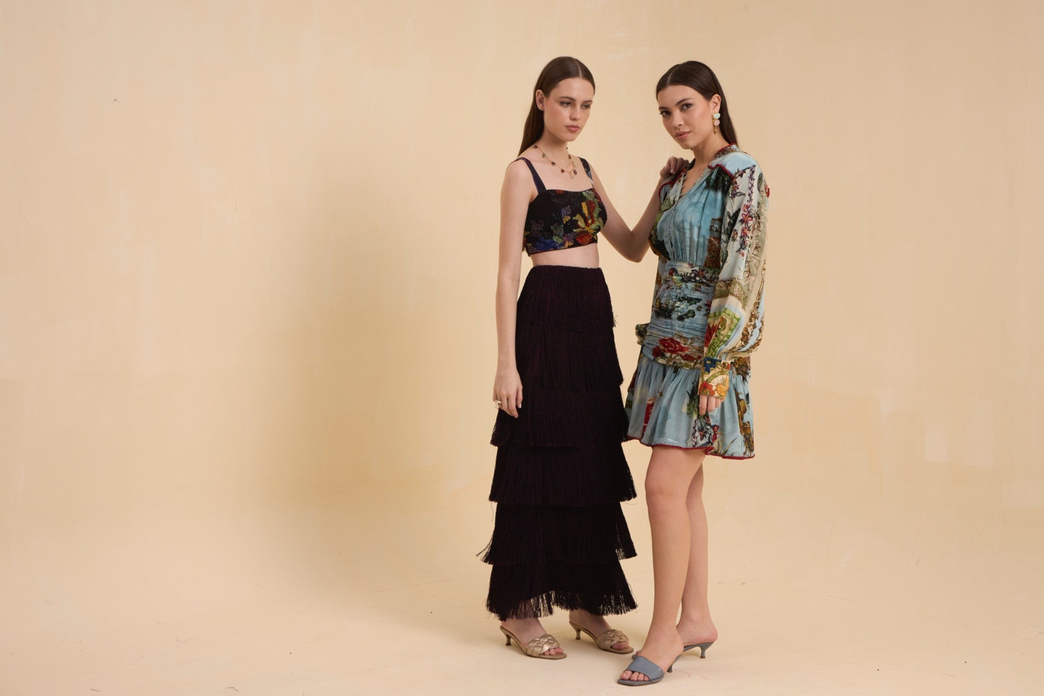 RIV MULTICOLOR ABSTRACT ADORNED CO-ORD