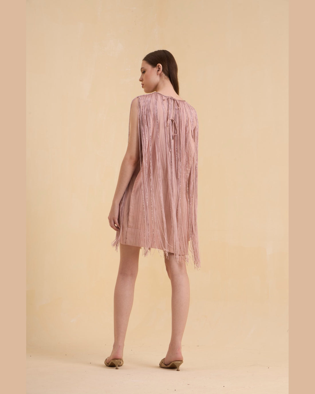 RIV BLUSH BEAD FRINGED DRESS SHORT