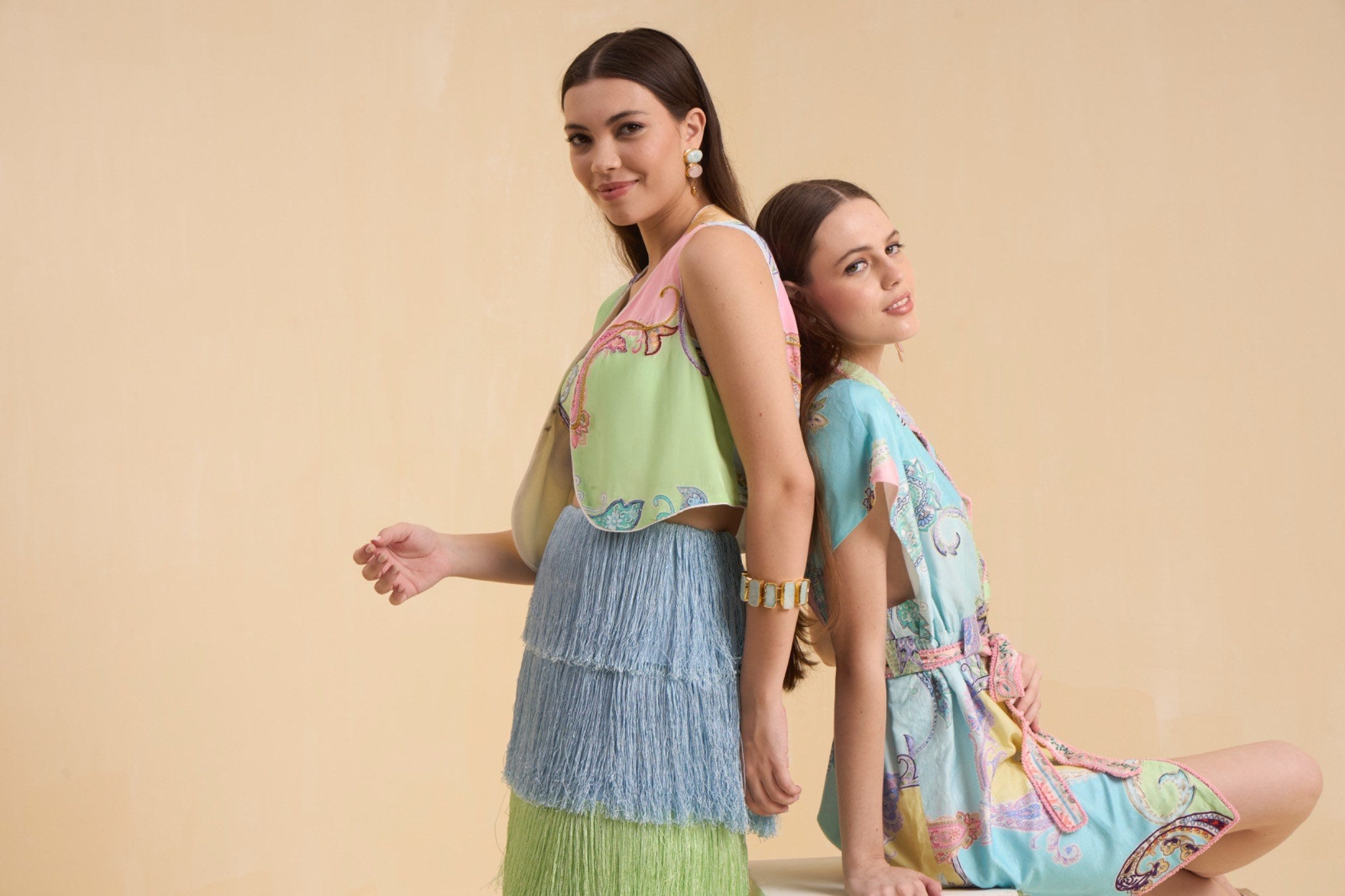 RIV PASTEL PRINTED & EMBELLISHED BLAZER DRESS SHORT