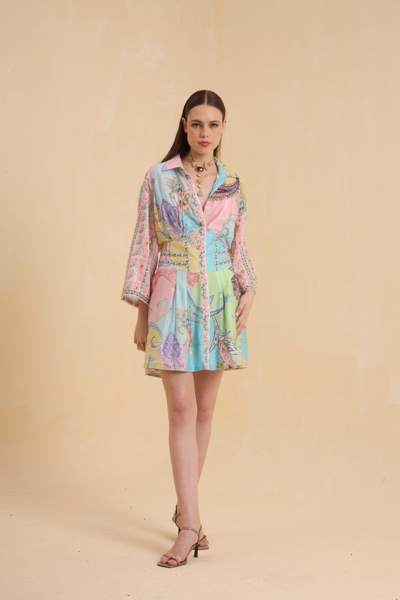 RIV PASTEL PRINTED & EMBELLISHED DRESS SHORT
