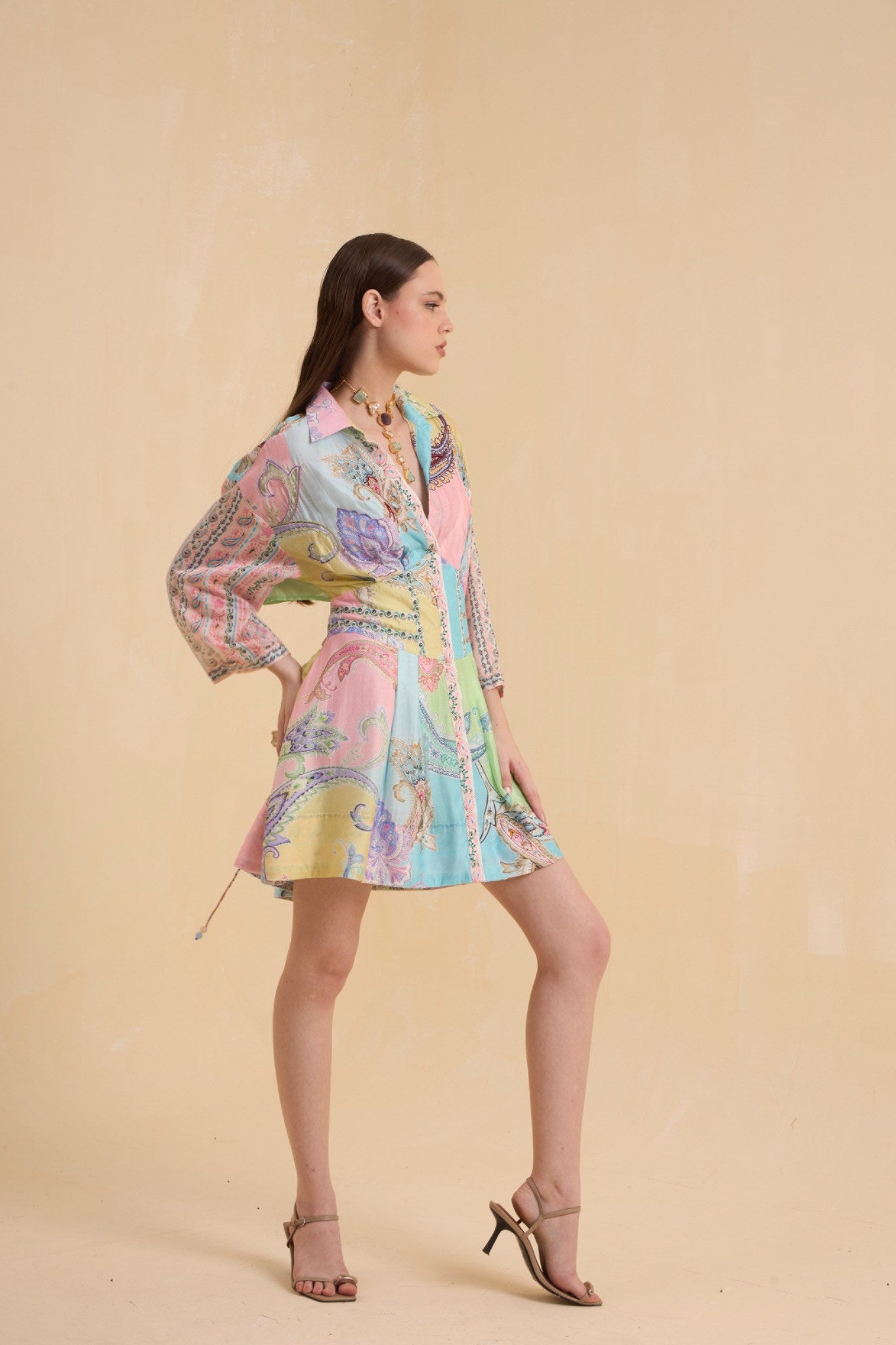RIV PASTEL PRINTED & EMBELLISHED DRESS SHORT
