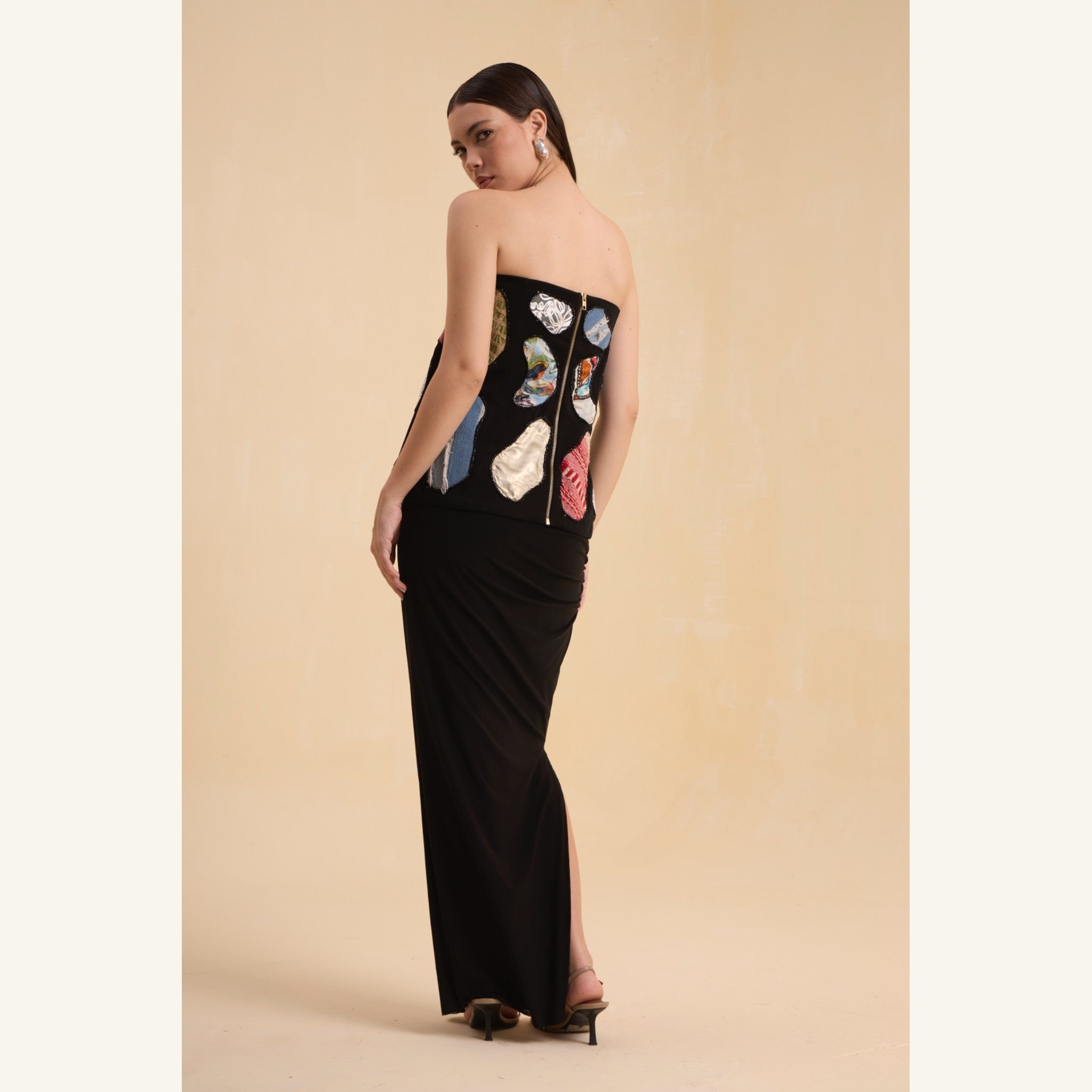 RIV BLACK PATCH ADORNED CORSET