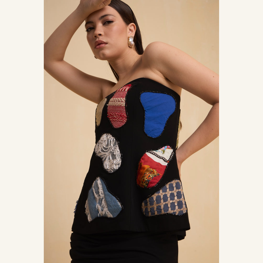 RIV BLACK PATCH ADORNED CORSET