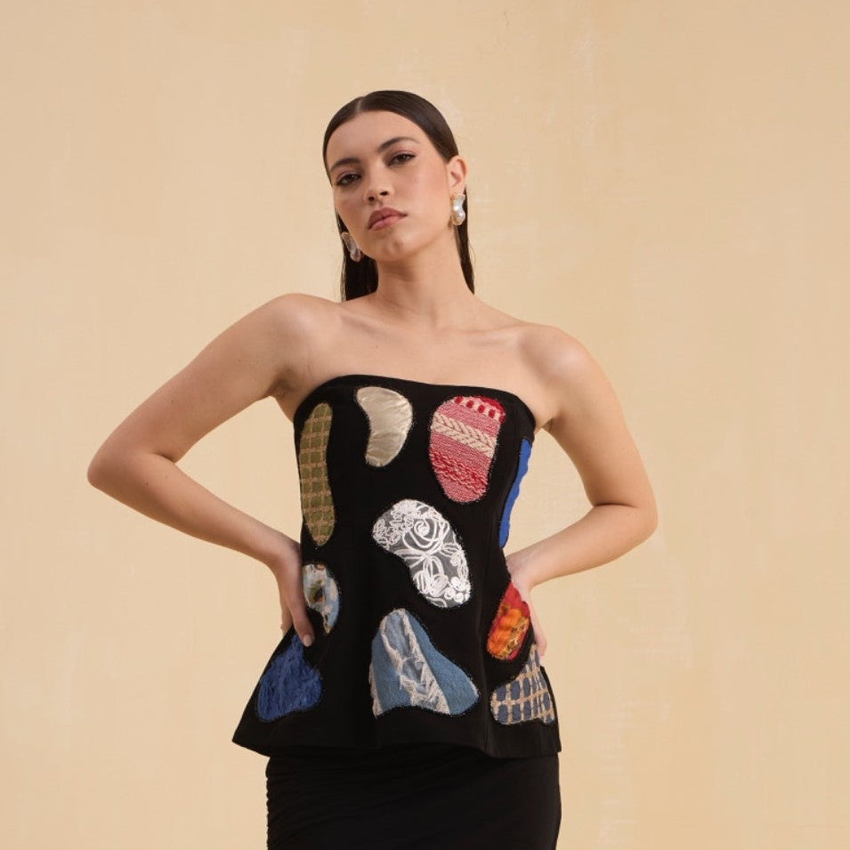 RIV BLACK PATCH ADORNED CORSET
