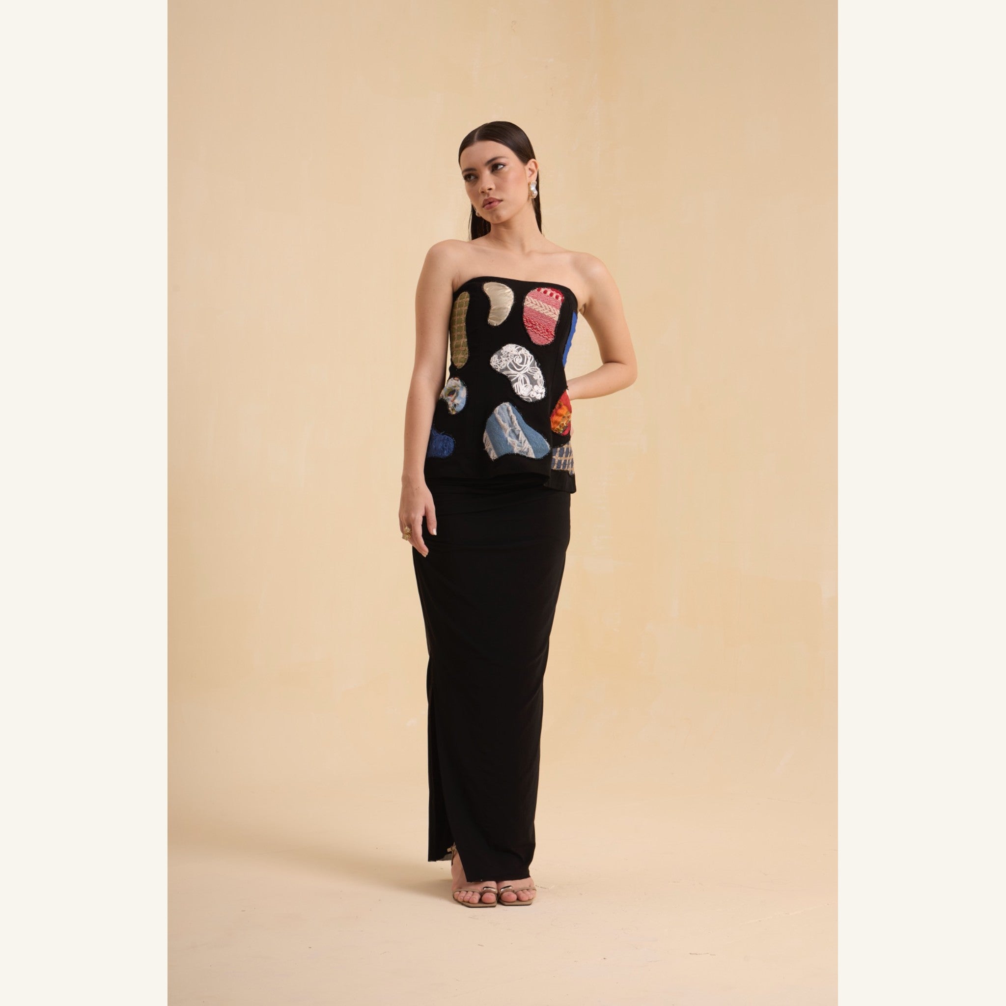 RIV BLACK PATCH ADORNED CORSET
