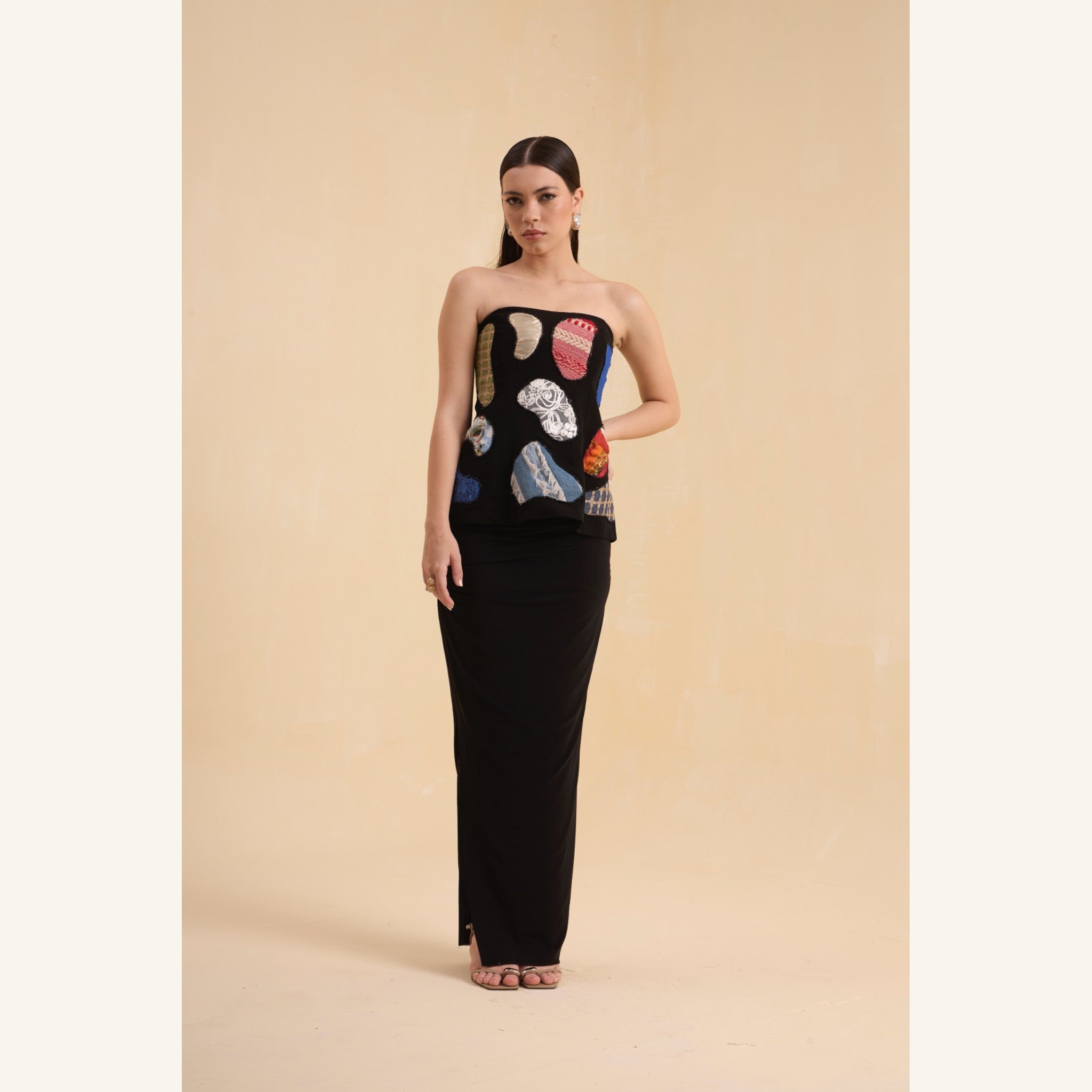 RIV BLACK PATCH ADORNED CORSET