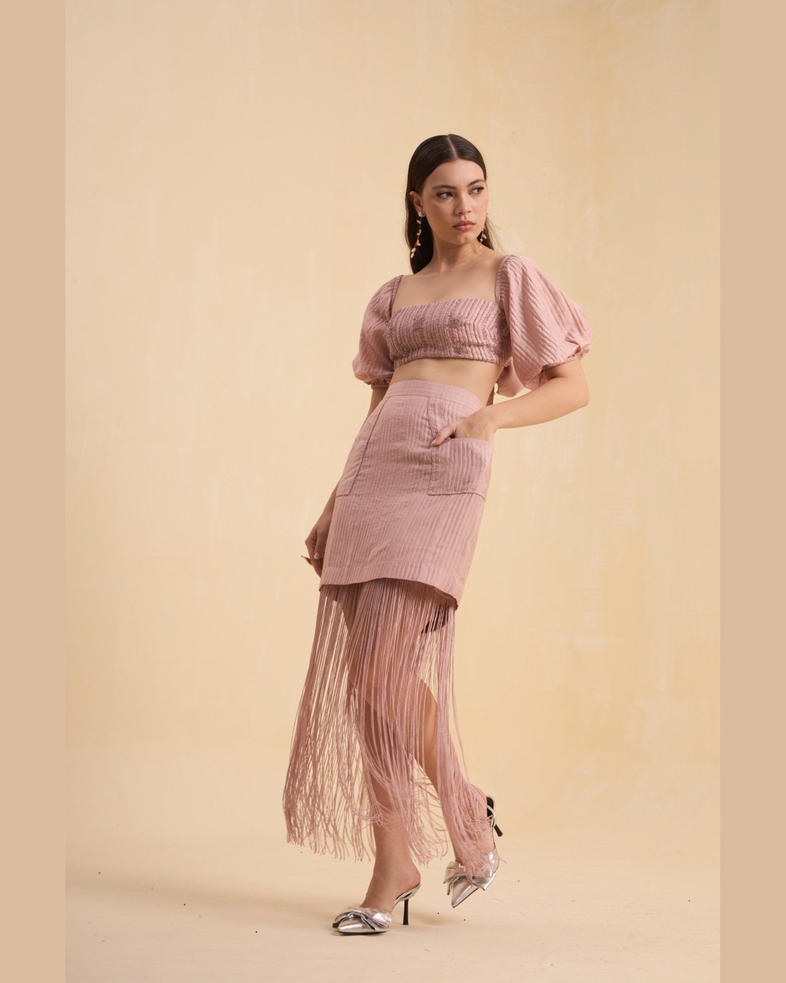 RIV BLUSH BEAD FRINGED CO-ORD