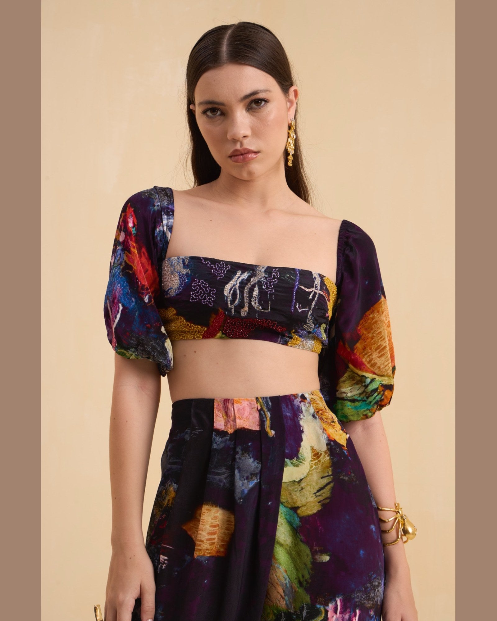 RIV MULTICOLOR ABSTRACT ADORNED CO-ORD