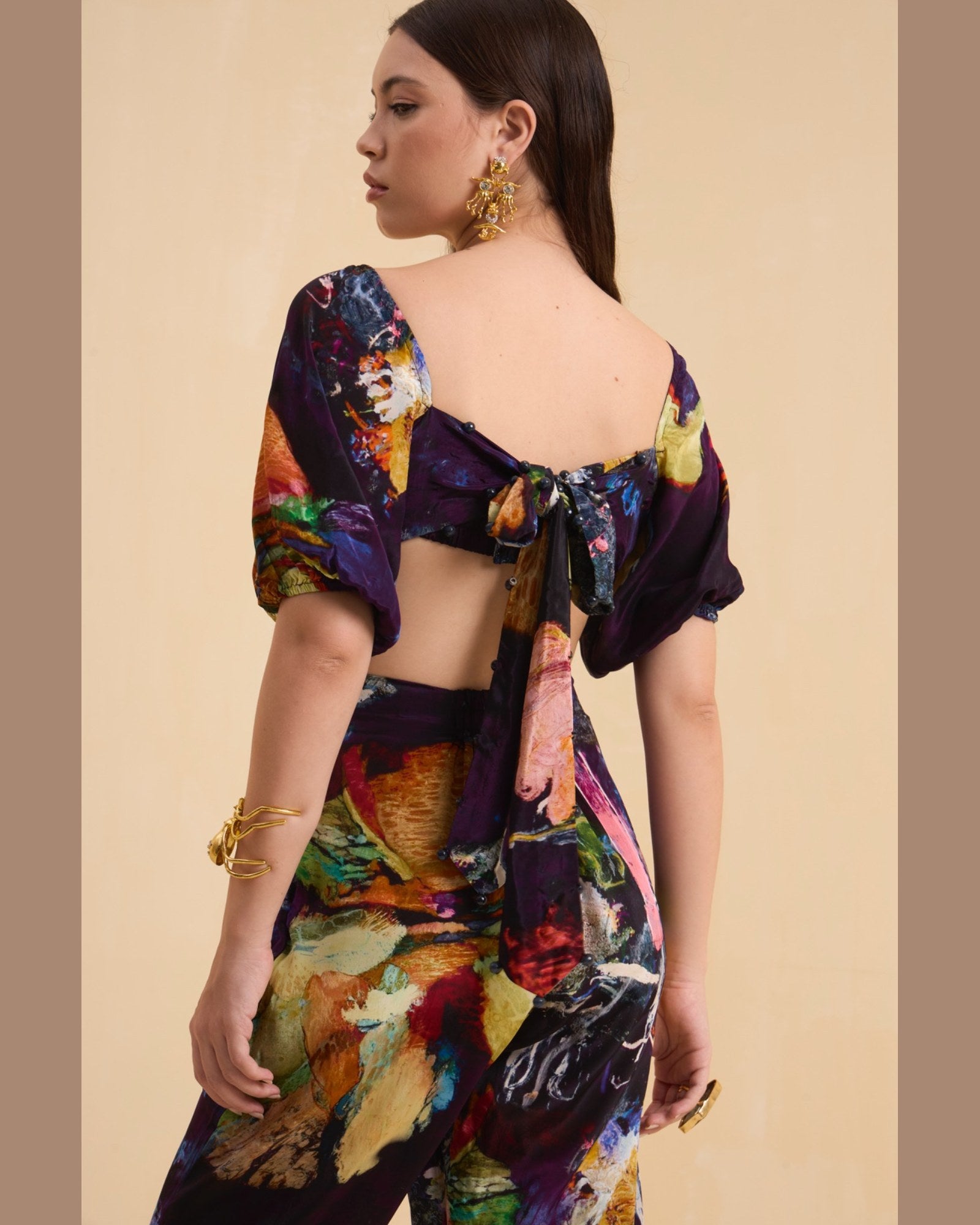 RIV MULTICOLOR ABSTRACT ADORNED CO-ORD