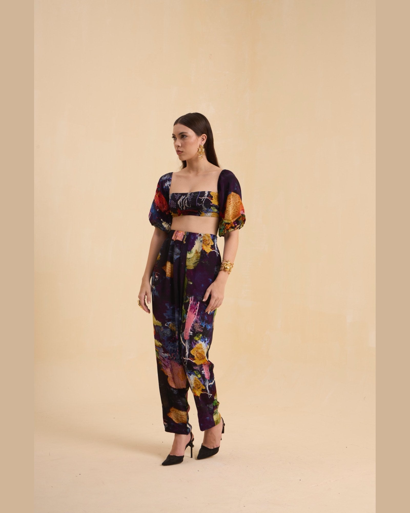 RIV MULTICOLOR ABSTRACT ADORNED CO-ORD