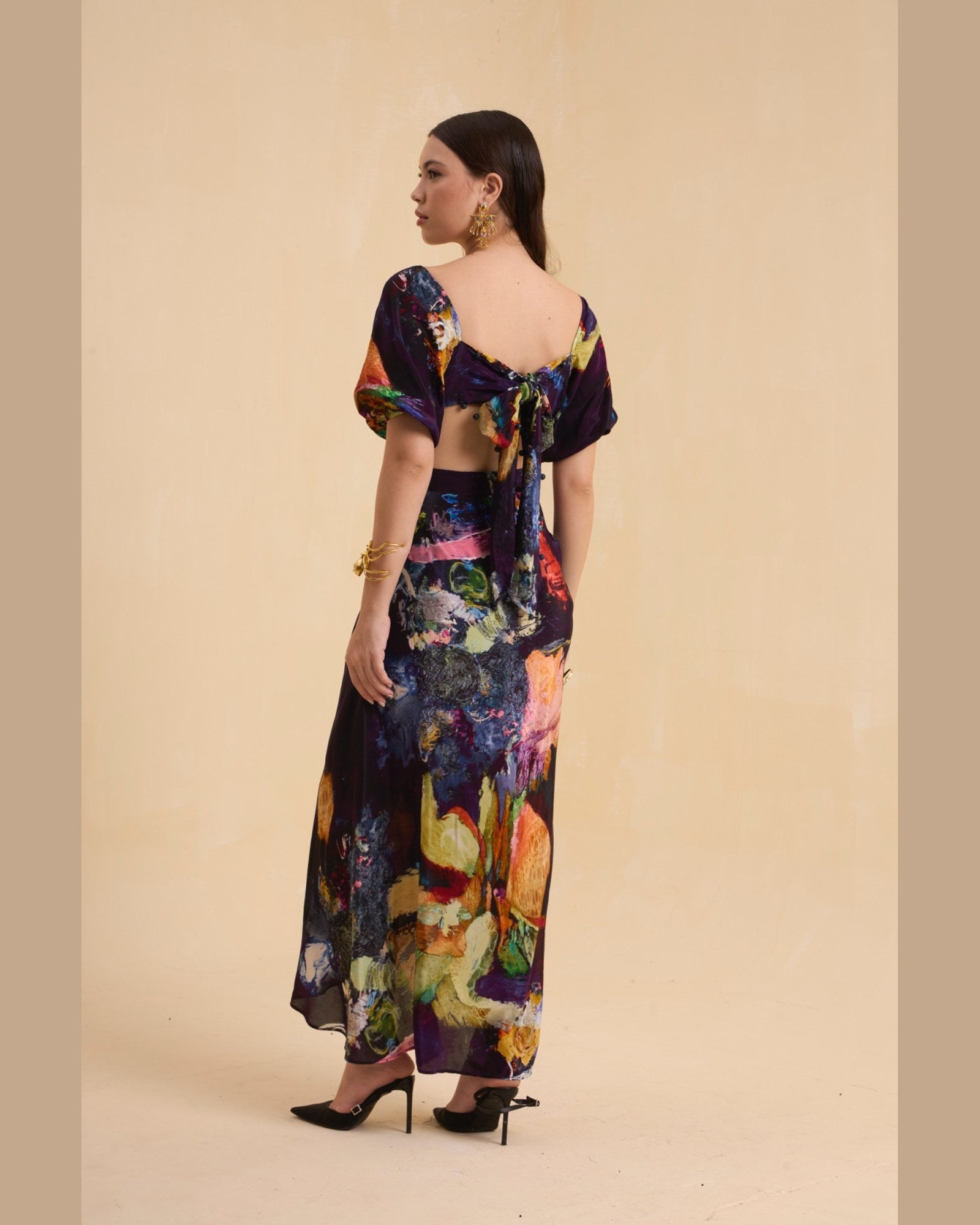 RIV MULTICOLOR ABSTRACT ADORNED CO-ORD