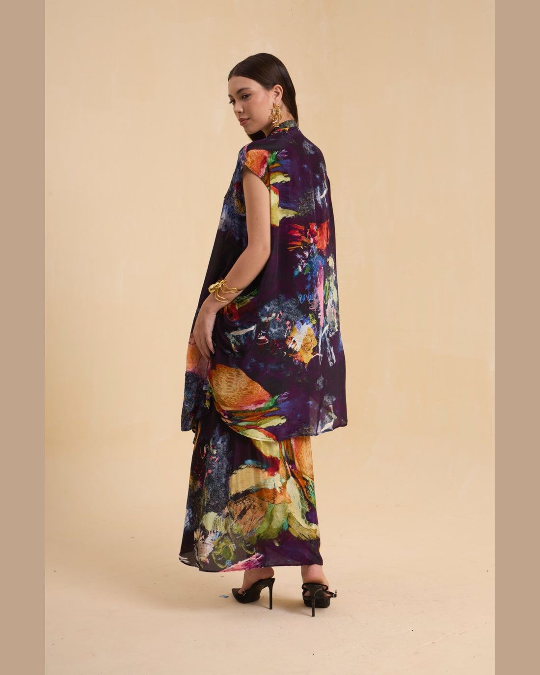 RIV MULTICOLOR ABSTRACT EMBELLISHED CO-ORD