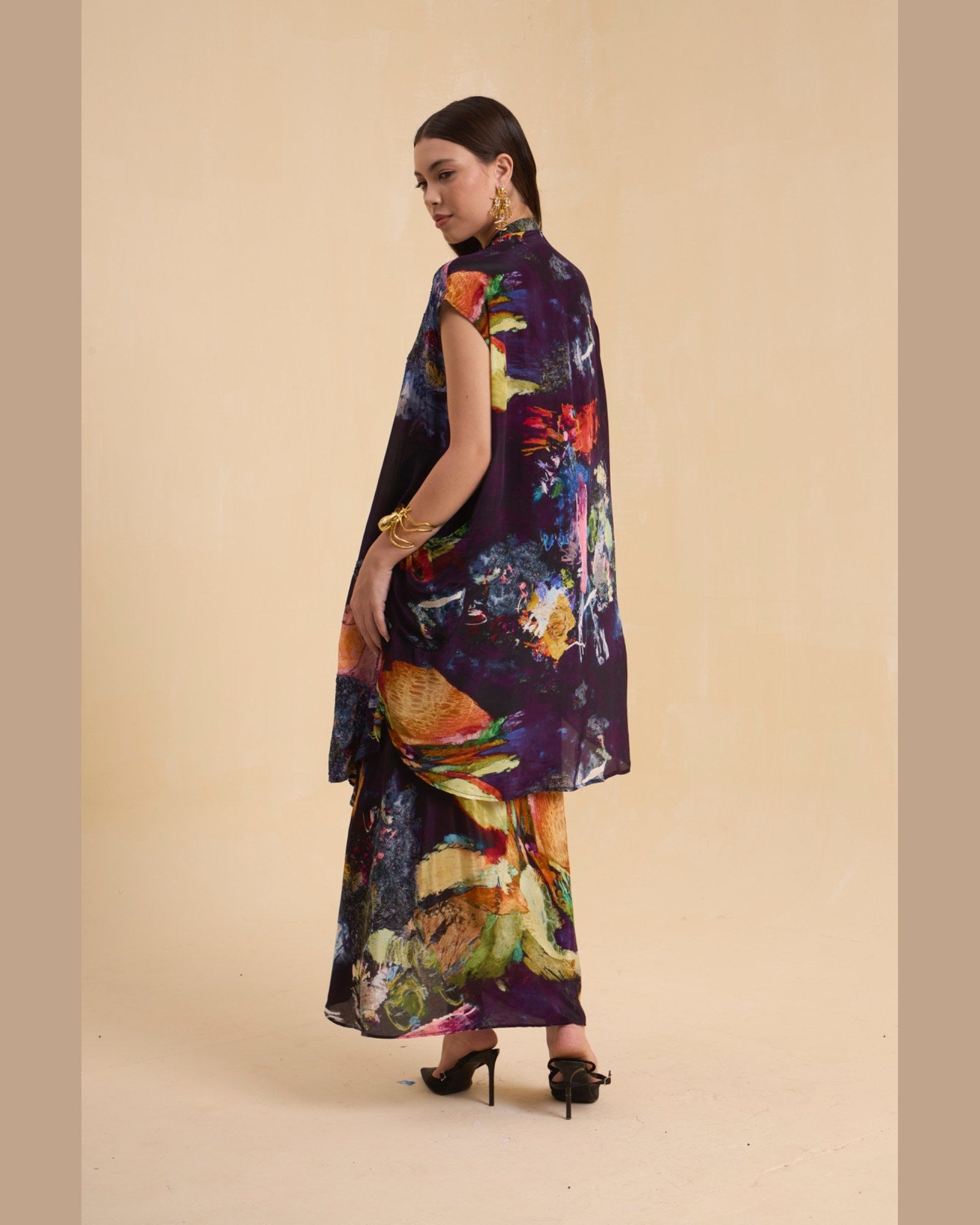 RIV MULTICOLOR ABSTRACT EMBELLISHED CO-ORD